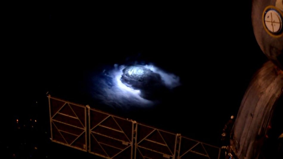 ISS captures footage of blue l