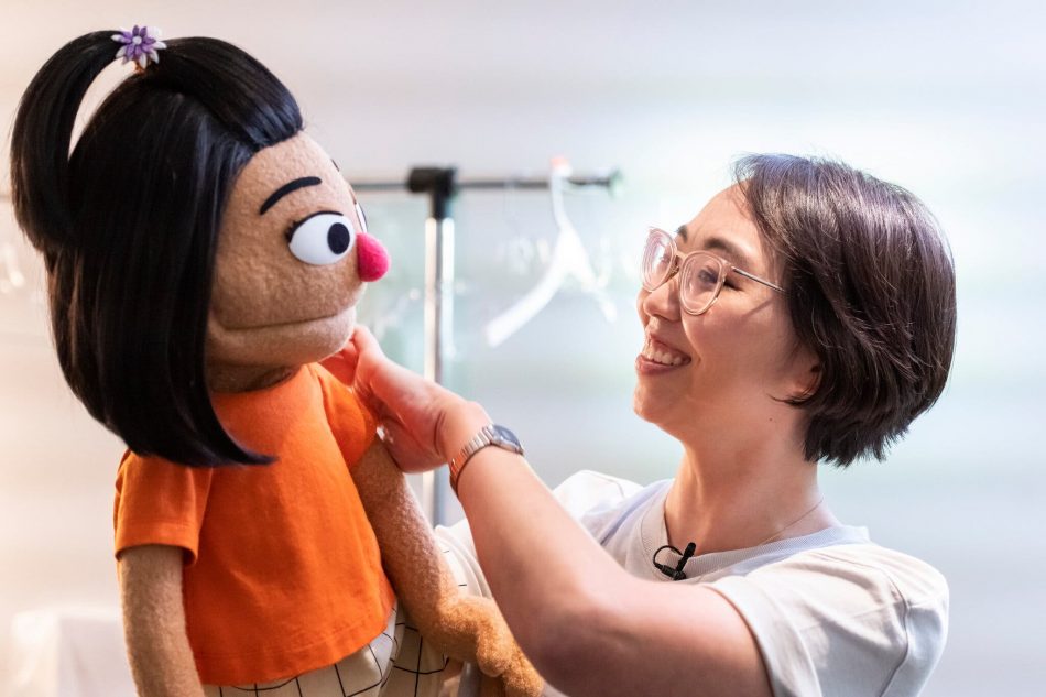 Kathleen Kim, Ji-Young’s puppeteer, with the finished muppet