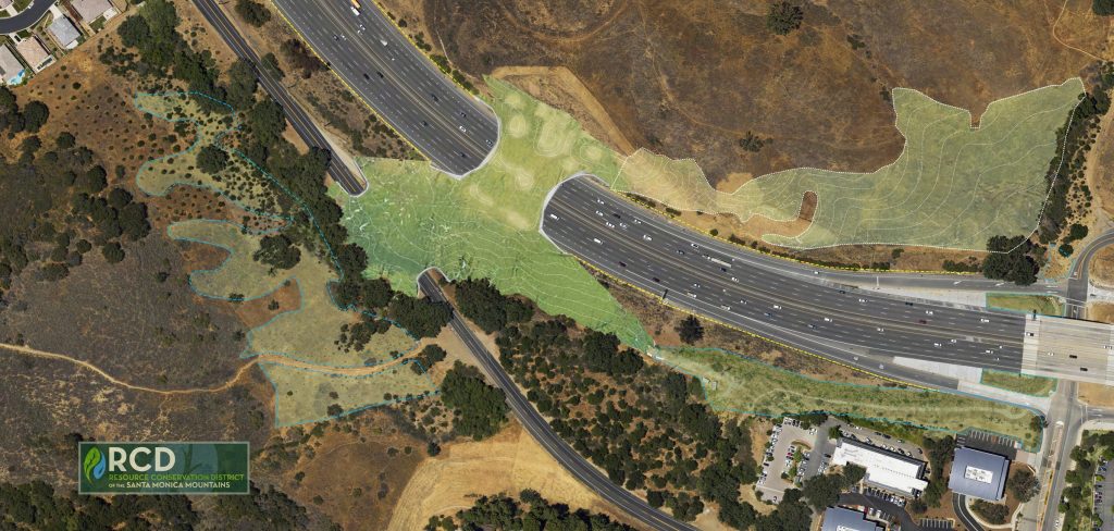 Artist's rendering of the wildlife crossing planned to be built in California
