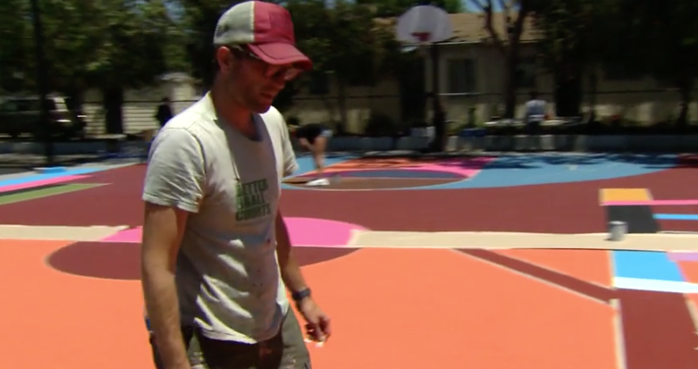 Colorful basketball courts for