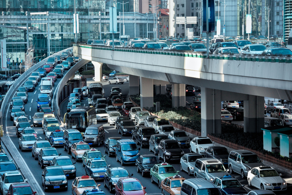 automobile congestion in the morning rush hour