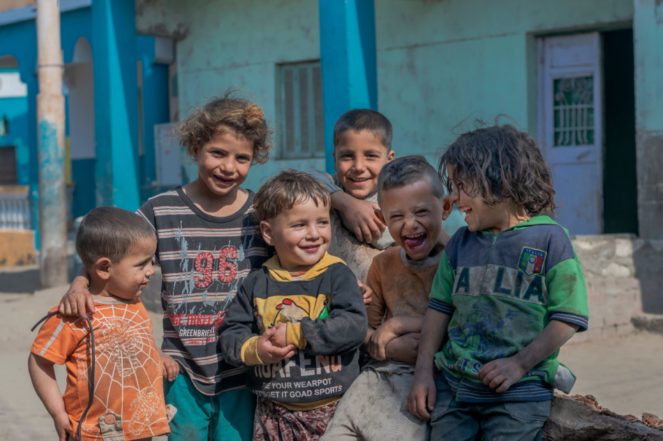 Abou Kbeir, Ash Sharqia Governorate- March 2017: A group of Palestinian children who live in Abo Kbeer