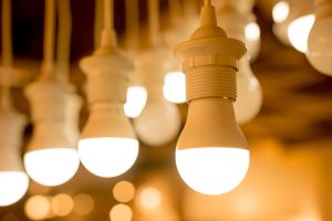 some LED lamps SUN lights science and technology background