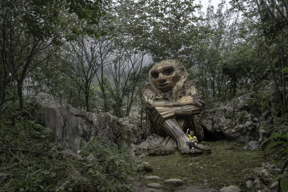 Artist Thomas Dambo’s recycled wood troll sculpture.