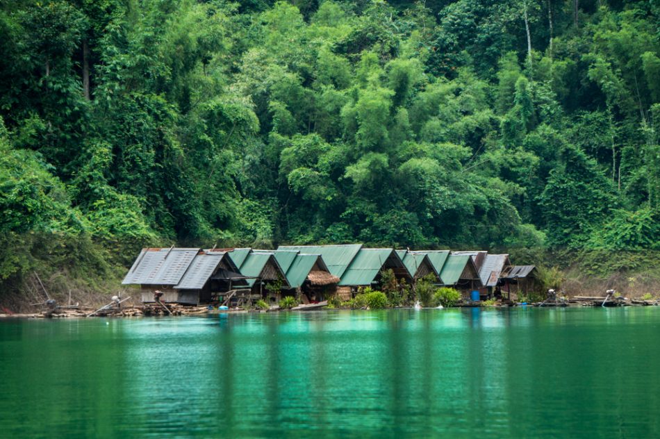 Small Indigenous village on the bank of a river