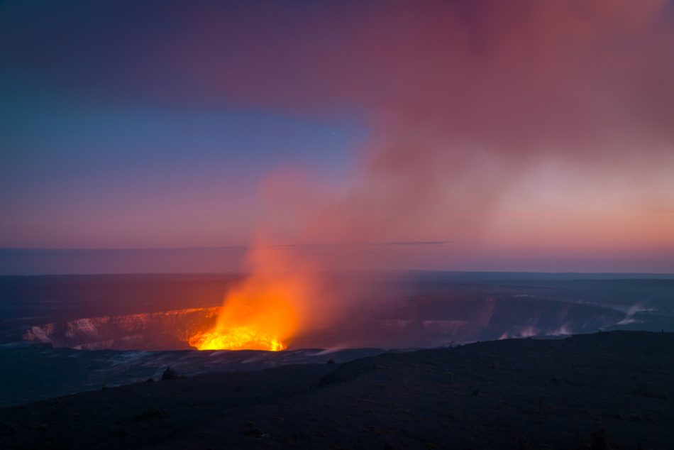 Kilauea Crater in Hawaii during eruption of 2018.