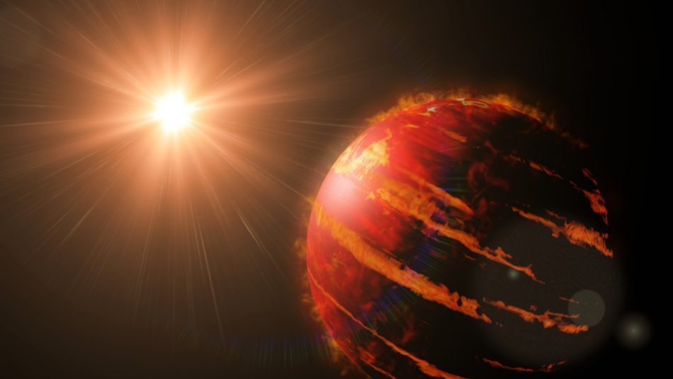 Hot Jupiter class exoplanet, orbiting around its designated star.