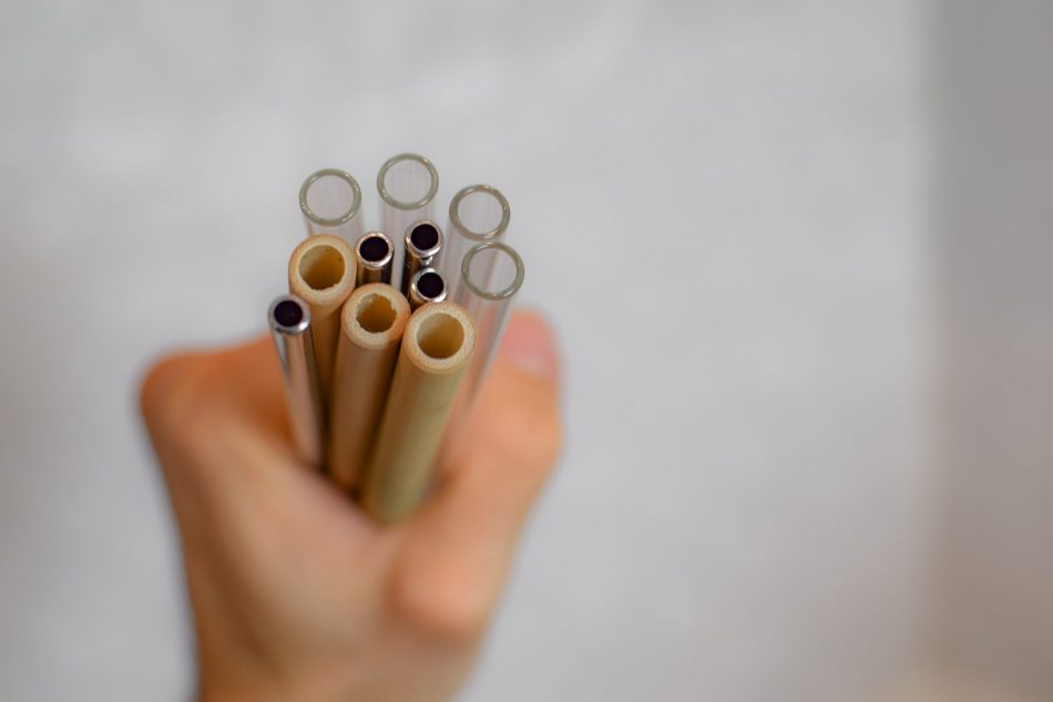 Plastic straws replaced with glass, bamboo, steel metal straws