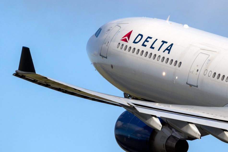Delta Air Lines Airbus A330 passenger plane taking off from Amsterdam-Schiphol International Airport..