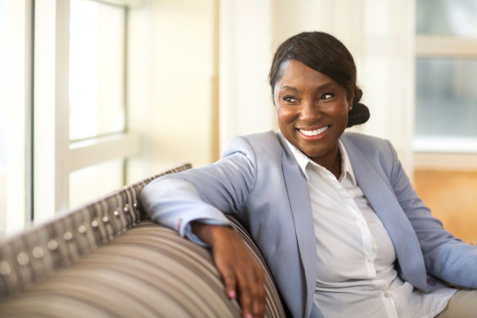 Portrait of a mature African American woman in the workplace.