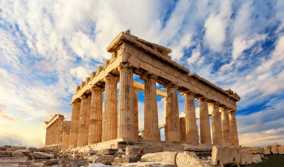 The Parthenon is a temple on the Athenian Acropolis in Greece, dedicated to the goddess Athena.