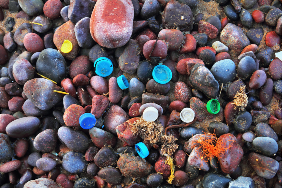close up of ocean plastic pollution
