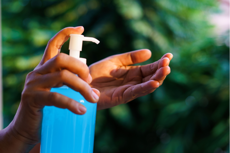 Hand sanitizer alcohol gel rub clean hands hygiene prevention of corona virus outbreak.