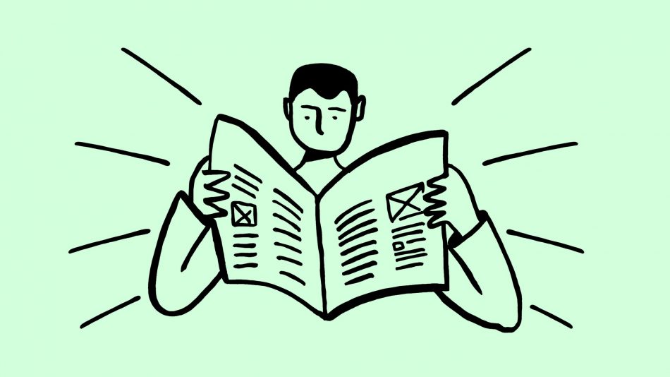 Illustration of person reading the news.