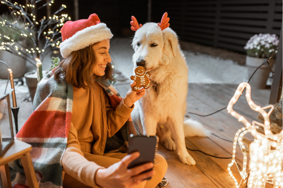 woman spends the holiday alone with her dog