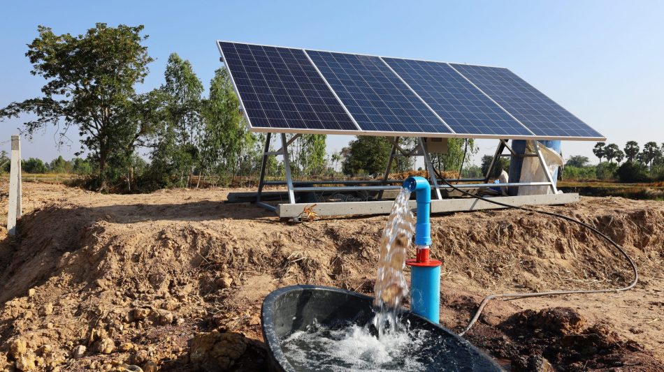 Solar panels water crops