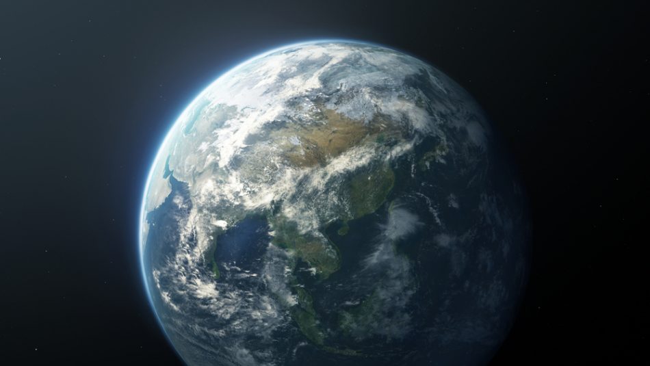 3D rendering Earth in the outer space.