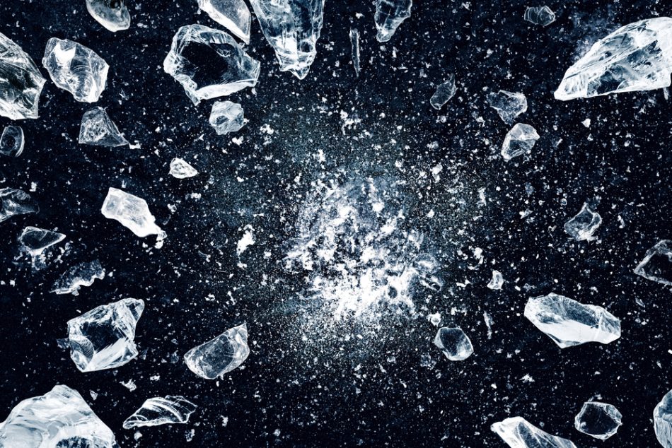 Crushed ice against a black background