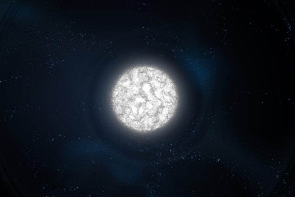 White dwarf star before explosion where X-rays will be thrown outwards.