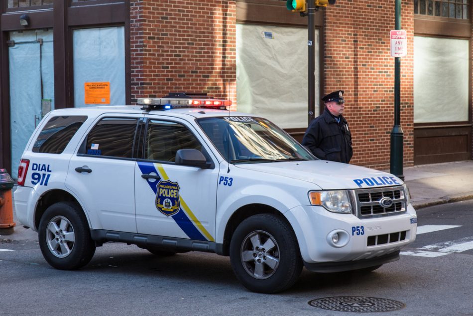 Philadelphia police car and police officer
