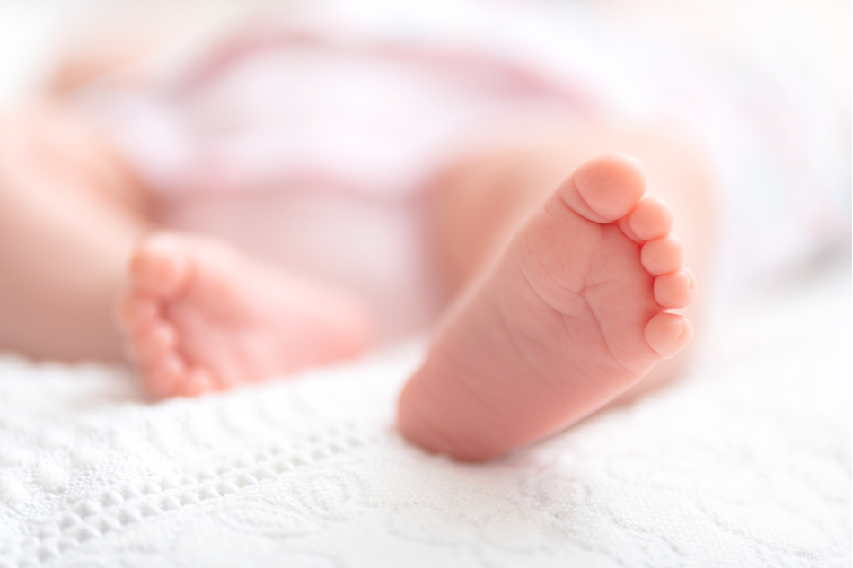 view of little baby's bare feet
