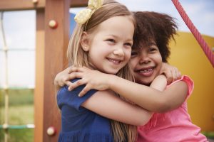 Two girls, best friends playing