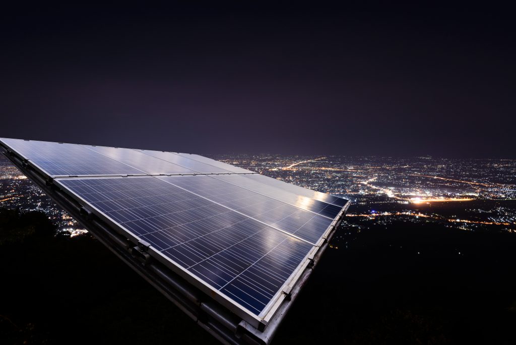 Solar panel at night