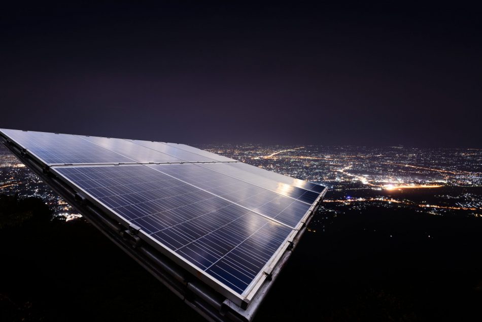 Solar panel at night