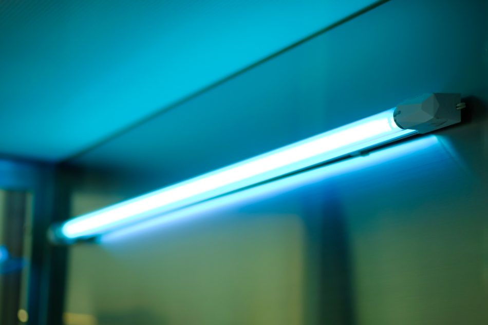 UV lamp for sterilizing surfaces.