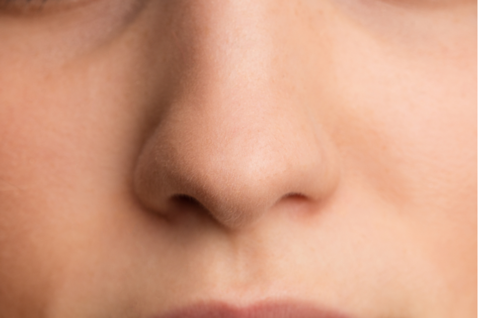Close up shot of a person's nose