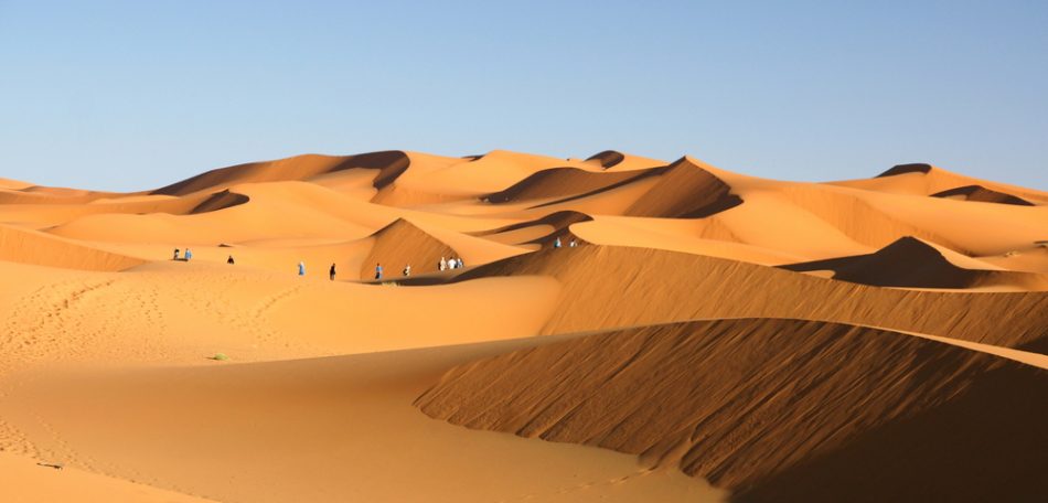 Megaripples of sand in desert.