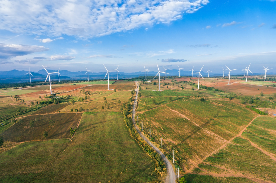 Wind farm across Italian countryside