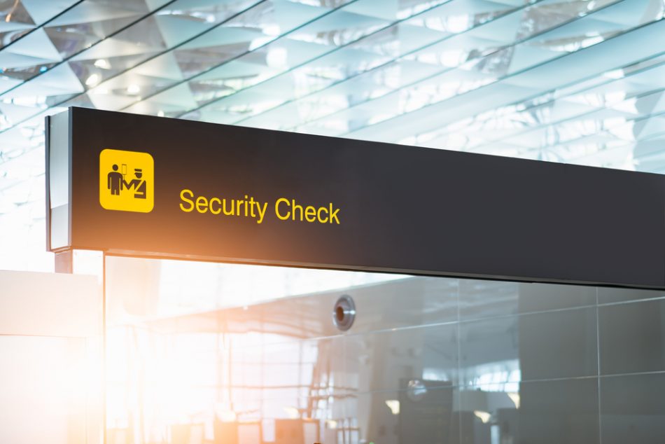 Security check in sign.