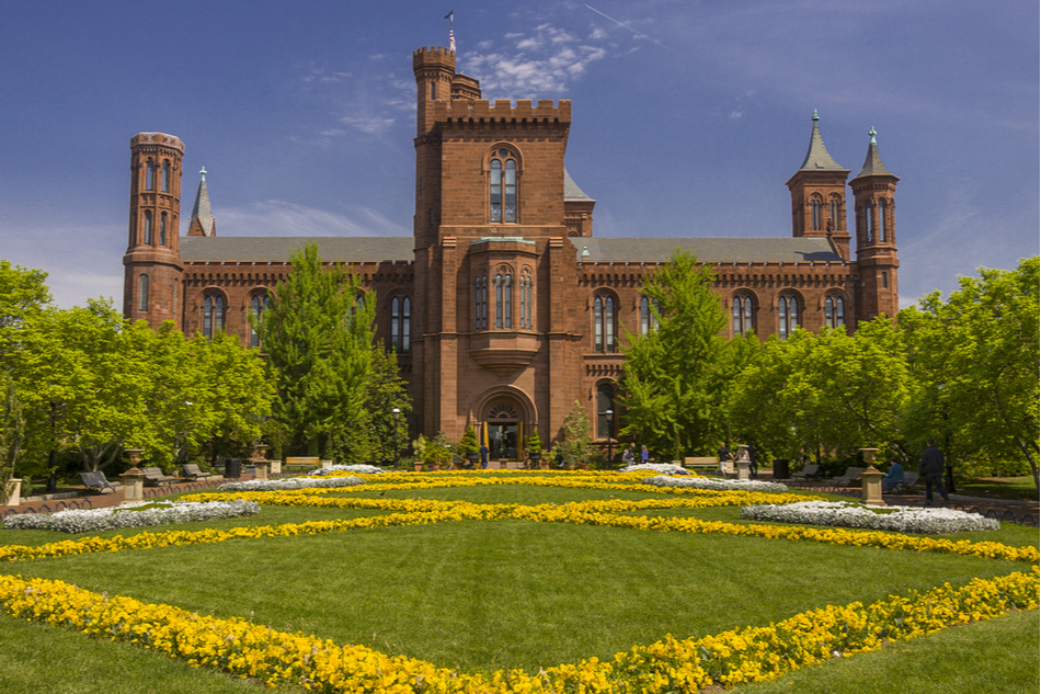 the Smithsonian castle garden in the summer