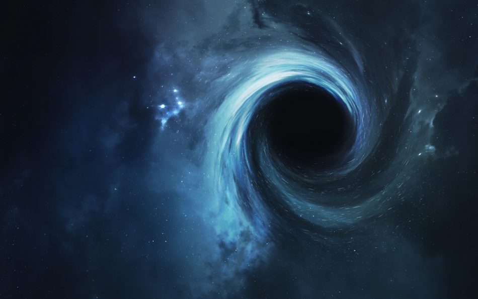 Black hole pulling all things around it into its orbit, due to its strong gravitational pull.