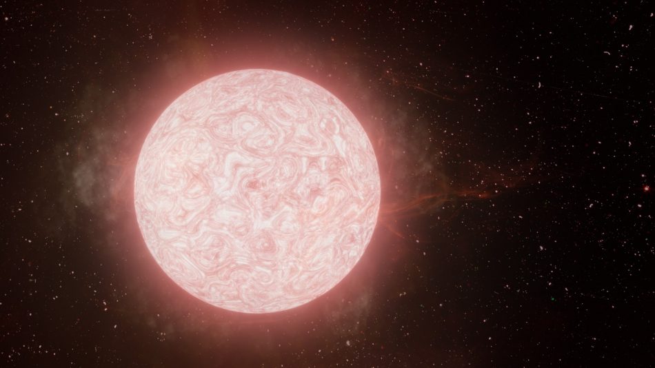 An artist's depiction of a red supergiant star before it explodes.